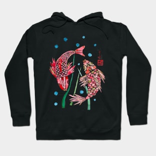 Pisces Koi carp two fishes aquarelle watercolor Hoodie